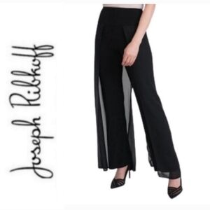 Joseph Ribkoff Sheer Overlay Black Wide Leg Pants
